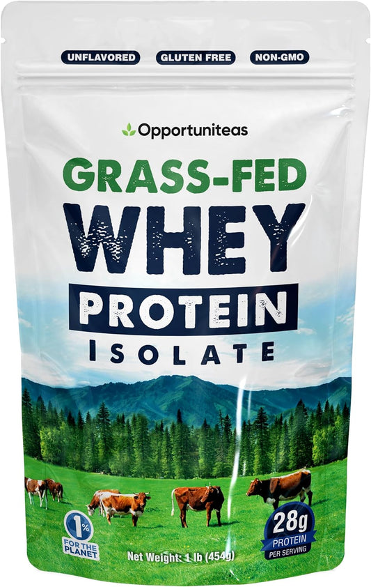 Grass Fed Whey Protein Powder Isolate - Unflavored - Low Carb Keto & Paleo Diet Friendly - Pure Grass-Fed Protein for Shakes, Smoothies, Drinks & Recipes- Non GMO & Gluten Free - 1 Pound