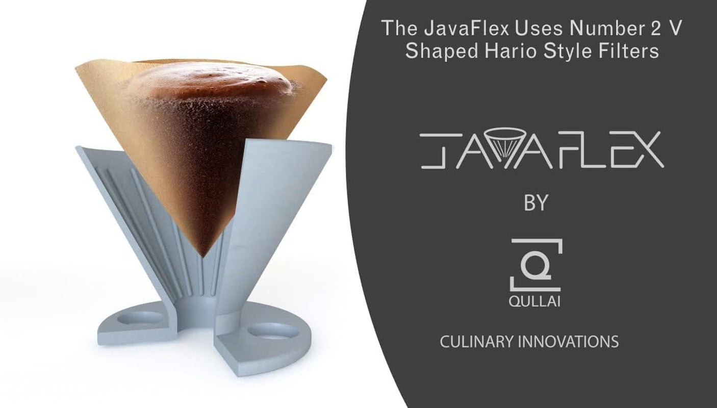 Javaflex (Sky Blue Swirl) Reusable Shatterproof Foldable Silicone Pour over Coffee Maker and Travel Pouch. Uses #2 V Shaped Paper Cone Filters