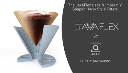 Javaflex (Sky Blue Swirl) Reusable Shatterproof Foldable Silicone Pour over Coffee Maker and Travel Pouch. Uses #2 V Shaped Paper Cone Filters