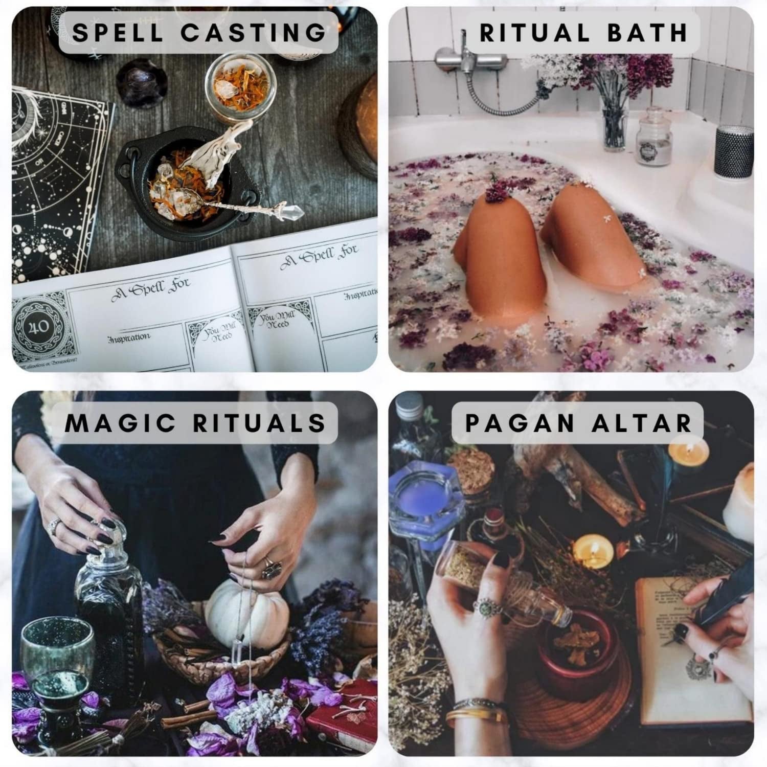 Witchcraft Supplies Herbs for Witchcraft-Dried Herb Kit for Wicca, Pagan and Wiccan Rituals, Altar Supplies, Magic Spells and More- 20 Witch Herbs with Crystal Spoon