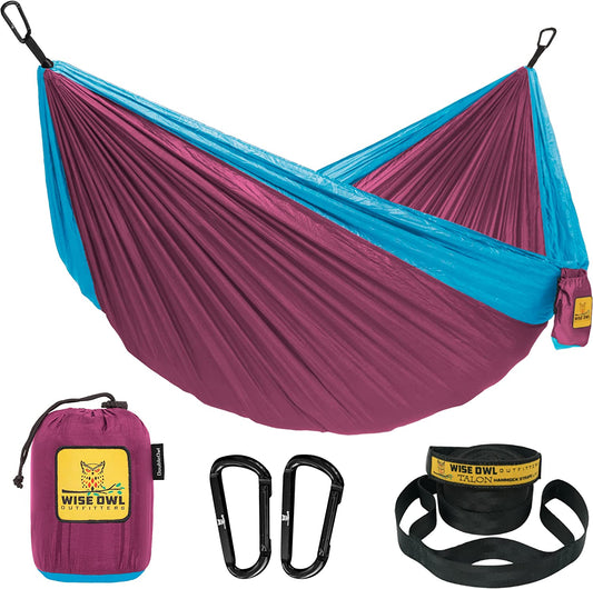 Camping Hammock - Camping Essentials & Camping Gifts, Portable Hammock Single or Double Hammock for Outdoor, Indoor W/Hammock Straps