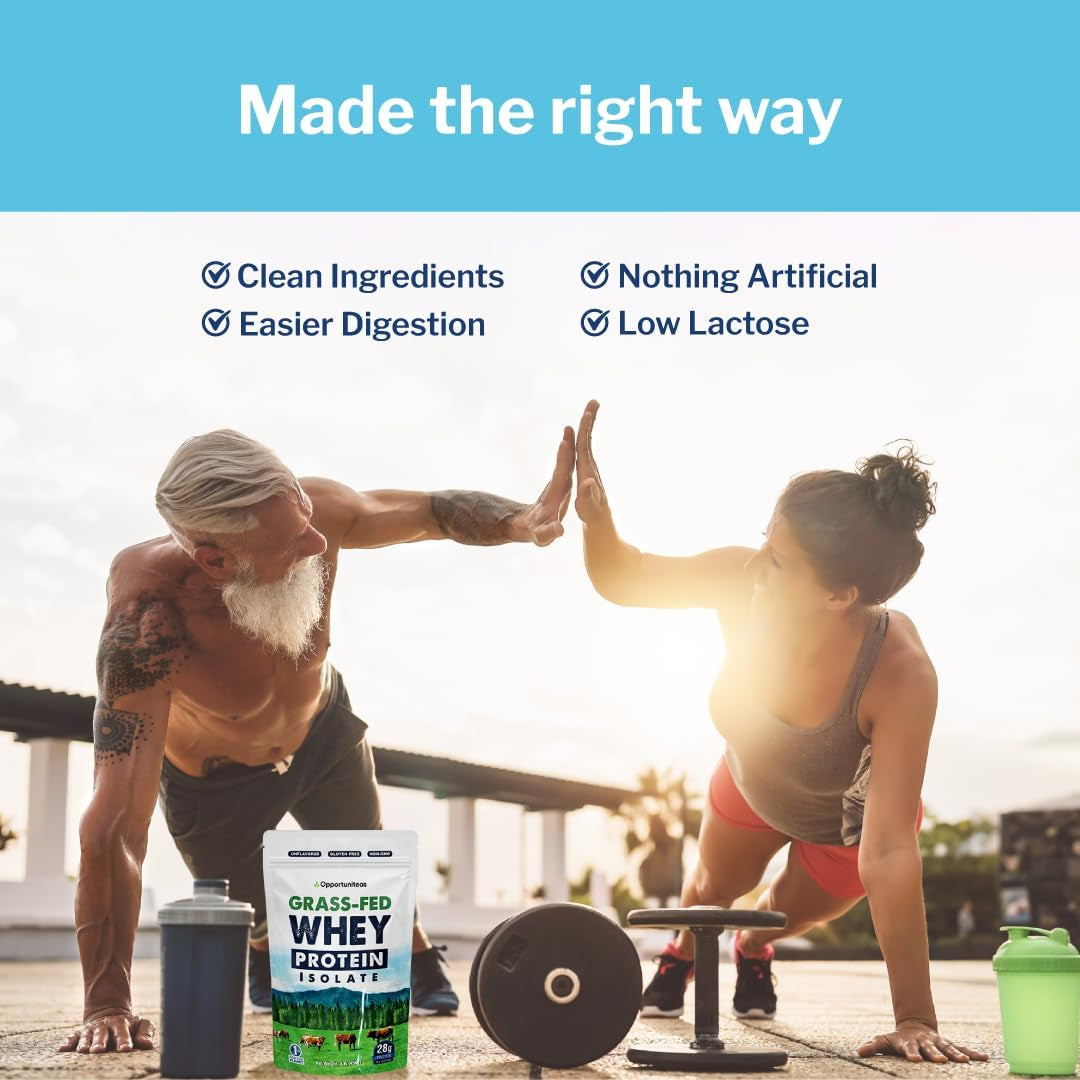 Grass Fed Whey Protein Powder Isolate - Unflavored - Low Carb Keto & Paleo Diet Friendly - Pure Grass-Fed Protein for Shakes, Smoothies, Drinks & Recipes- Non GMO & Gluten Free - 1 Pound